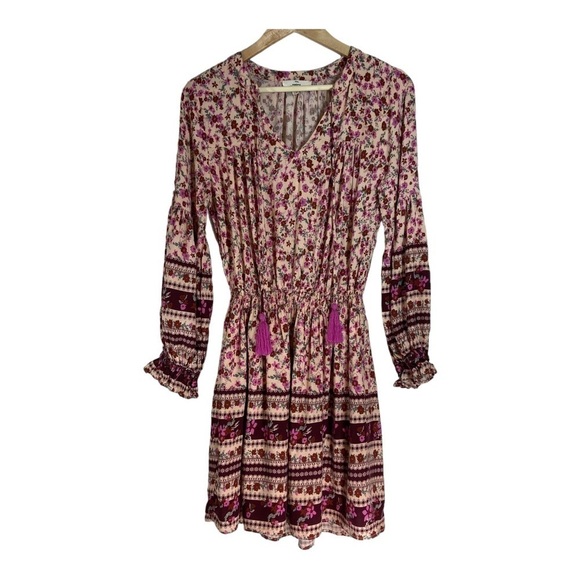 Entro Split V-Neck Boho Floral Mini Dress - Picture 2 of 10